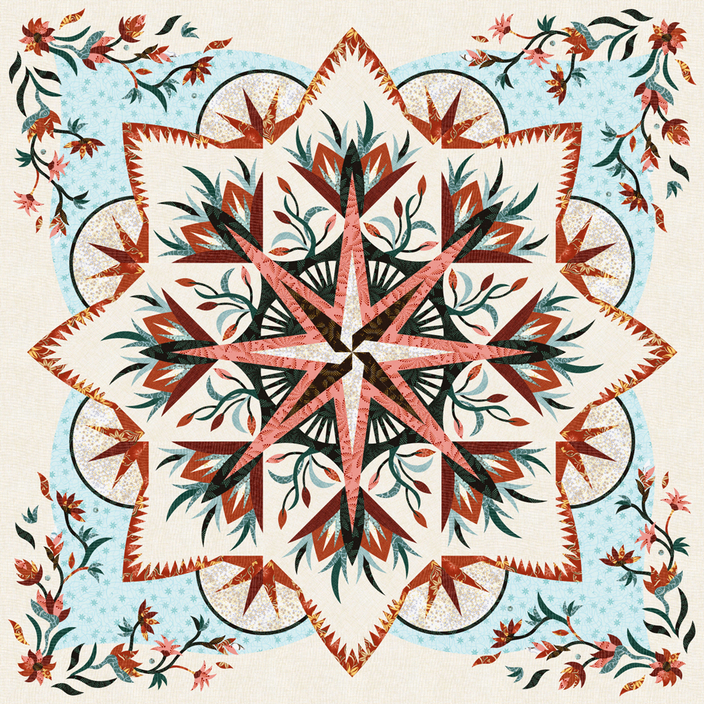 Valley Blossoms in Desert Rose • 99x99 $360.00 Fabric Only $550.00 Kit with Pattern